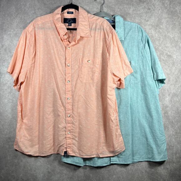 Even Tide Lot Of 2 Shirts Men 2XL Blue Orange Linen Blend Button Up Casual Beach - Picture 1 of 10